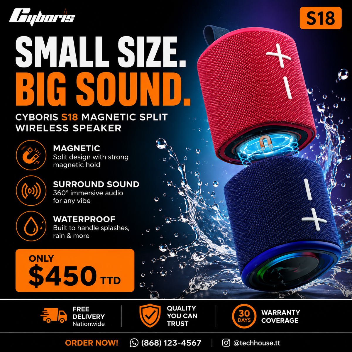 Cyboris S18 Split Speaker (MAGNETIC)